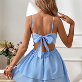 Alice - Seljatu mini kleit rihmade, kihilise seeliku ja lipsuga